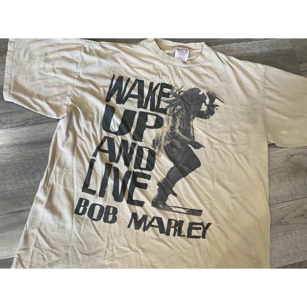 Vintage Bob Marley Wake Up and Live 1995 T-Shirt Oneita Power-T Single Stitch XL - Picture 2 of 14